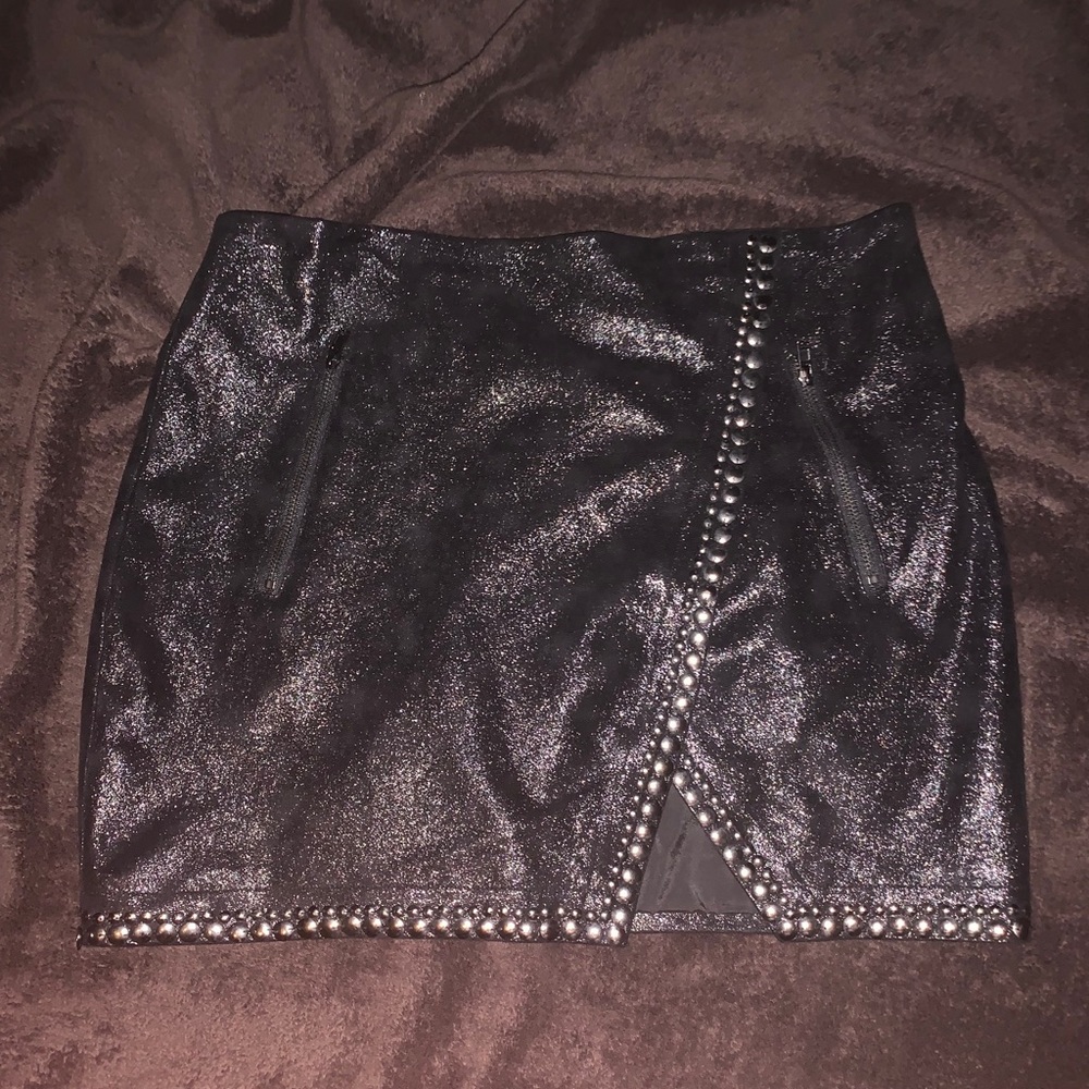Black studded mini skirt